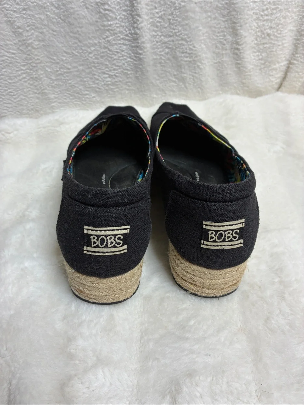 Skechers BOBS Black Slip-On Canvas Loafers
